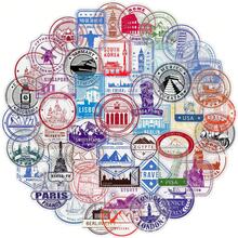 50/100 Peças Adesivos com Tema de Viagem Vintage em Cidades, Adequados para Scrapbooking, Diários, Telefones, Decorações, Cadernos e Outras Artesanato DIY Suprimentos de Scrapbook Suprimentos Escolares - A - Visão 2