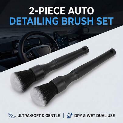 2 Pcs Car Interior Detail Brush, Home Cleaning Dusting Brush, Computer Keyboard Jewelry Dusting Cleaning Brush, Soft Bristle Cleaning Brush, Dust Removal Tool, Car Interior Cleaning Brush, Car Dashboard Dusting Brush, No Battery Required, Plastic Material