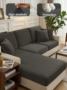 1 tấm bọc ghế sofa chống trượt bằng nhung latex màu xám đậm, mềm mại và thân thiện với da, chống trầy xước do thú cưng, phù hợp với ghế đơn, ghế đôi, ghế ba chỗ và ghế hình chữ L, sử dụng được cả bốn mùa - Màu xám đen - Xem 8