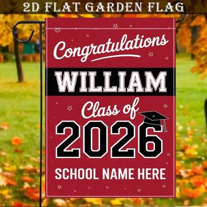 1Pc 2026 Single-Sided Printing Graduation Season Garden Flag, Outdoor Yard Lawn Porch Hanging Sign, Commencement Ceremony, School Event, Holiday Party, For Outdoor Indoor Hanging Ornament, Grad Party Decor Decor For Festival Event, Seasonal Decoration