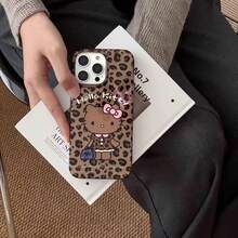 SANRIO Ốp điện thoại Niche Ins họa tiết da báo màu nâu KT Cat tương thích với iPhone 17 Pro Max, 16/17, mới, dễ thương, 15 lớp, chất liệu giấy bạc, 14/13, chống rơi vỡ, bảo vệ cho nữ. - Nhiều màu - Xem 4