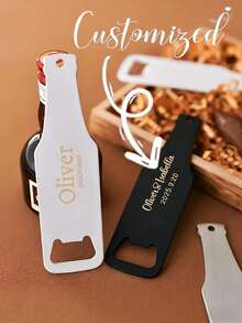 Customized Stainless Steel Beer Bottle Opener - Personalized Engraved Name & Date, 2 Styles - Ideal For Weddings, Corporate Events, Promotions - Durable Barware & Branding Accessories, Elegant Design, High-Quality Craftsmanship - Multicolor - View 1