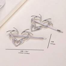 1/2 chiếc Kẹp tóc hình trái tim bằng kim loại cao cấp, thiết kế retro Y2K hình học độc đáo, kiểu dáng cá tính, phù hợp cho các buổi đi chơi, ngày Valentine, phụ kiện tóc, đồ dùng học tập, ghim cài tóc - Bạc - Xem 8