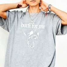 2026 Tops For Women Plus Size - Plus Size - Women's Bark For Me Comfortable T-Shirt| Retro Fun Barking Dog Design, Fashionable Street Style, Elegant - 灰色 - 查看 3