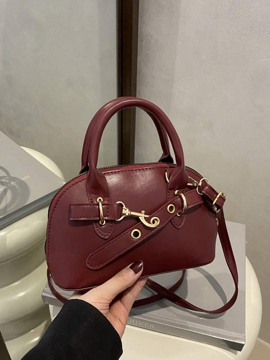 Vintage Shell Handbag, Lovely Women's Perfect Shoulder Bag - Burgundy - View 1