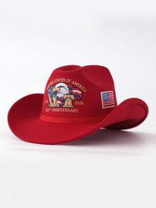 Mũ cao bồi bằng polyester thêu hình quốc kỳ và đại bàng, kiểu dáng unisex, phù hợp cho Ngày Độc lập và mọi mùa. - A - Xem 2
