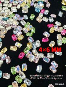 KIRAME 30pcs/50pcs/100pcs Đá trang trí móng tay hình chữ nhật và bát giác đáy nhọn 4x6mm K9 siêu bóng nhiều màu, dùng để tự làm móng nghệ thuật, trang trí móng tại salon, phụ kiện làm móng, quà tặng Giáng sinh, Năm mới, ngày lễ. - Nhiều màu - Xem 5