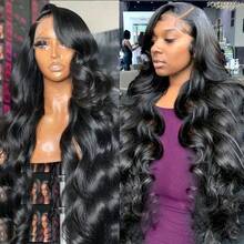 13x4 Lace Front Body Wave Human Blended Hair Wig, Women's, Pre-Plucked, Remy Brazilian High Definition Transparent Lace Front Wig, 200% Density, Long Real Lace Wig, Natural Black - Natural & Black - View 10