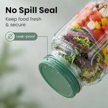 2Pcs Salad Pod Container, Vertical Layering Salad Pod, Built-In Bowl Design, Plastic Interval Salads Box With Leak Proof Sauce Dressing Case, Fresh Salads Storage For Lunch, Fruit - Green - View 9
