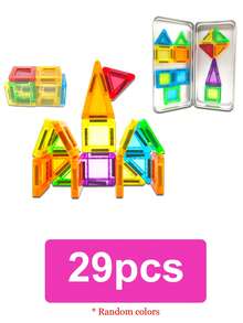 1 Set de Juguetes de Bloques de Construcción Magnéticos Mini, Juguetes Magnéticos 3D Portátiles con Caja de Almacenamiento, Diseño de Iluminación Transparente, Juguetes Educativos STEM Montessori, Regalo Interactivo Padres-Hijos - Multicolor - Ver 14