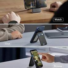 Leopard Magnetic Wallet With Adjustable Stand & 3 Card Holder, For IPhone 17 ProMax, Vegan Synthetic Leather, Compatible With Magsafe Perfect For Daily Commute - 黑色 - 查看 4