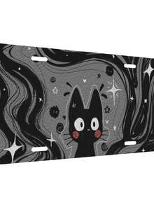 Funny Cat Vintage Aluminum License Plate 6 X 12 Inch Metal Car Front License Plate Cover Car Decor Accessory Novelty Vanity Decoration Tag With 4 Holes Gift For Men Women - A - 查看 2