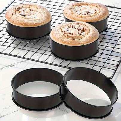 Bộ 6 khuôn bánh muffin Anh hai lớp màu đen, khuôn bánh tart chống dính bằng thép không gỉ, khuôn dùng cho bữa sáng, bánh mì kẹp trứng, các món tráng miệng Giáng sinh, đám cưới và tốt nghiệp | Dụng cụ và phụ kiện nhà bếp đa năng chống dính | Quà tặng cho người đam mê làm bánh
