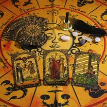 1pc Gold Foil Tarot Cards - Black & Gold Sun Design, With English Instruction Manual, Waterproof PVC Tarot Cards, Divination Cards, Party Table Game Cards, Fortune Telling, Collectible Gift,Adult Party Games Suitable For Halloween/Christmas/Thanksgiving - Multicolor - View 7