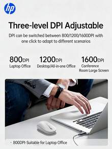 HP M241 2.4G Wireless Mouse, 1600 DPI 3 Adjustable Levels Optical Mouse, Ergonomic Design, 6-Month Battery Life, Plug & Play, USB Receiver Storage, Compatible With Windows PC, Mac, Chromebook, Laptop - View 6