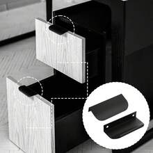 10pcs Modern Black Aluminum Flat Finger Pulls - Concealed Cabinet Door Handles For Kitchen, Easy Installation, Hidden Back Mount, 3.13" Overall Length - Knobs - Arc - View 6