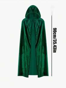 Capa con capucha unisex para fiestas y actuaciones, de tela de terciopelo, adecuada para diversos festivales, disfraces de Navidad, cosplay y disfraces de Halloween - Multicolor - Ver 15