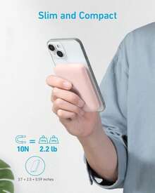 Pin dự phòng sạc nhanh di động 5000mAh MagSafes từ tính không dây với sạc nhanh 20W, siêu mỏng và nhỏ gọn, pin tốc độ cao, nam châm mạnh giúp sạc dễ dàng, tương thích chính xác với dòng 12-17 Pro/Pro Max, tiện lợi mang theo khi đi làm và du lịch, nguồn điện dự phòng khẩn cấp nhân dịp Lễ Tưởng niệm và Khởi động mùa hè. - Hồng - Xem 5
