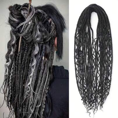 Blonde Mixed Dreadlock Extensions Set For Women - 24" Double Ended, 15pcs Curly Dreads With Loose Waves