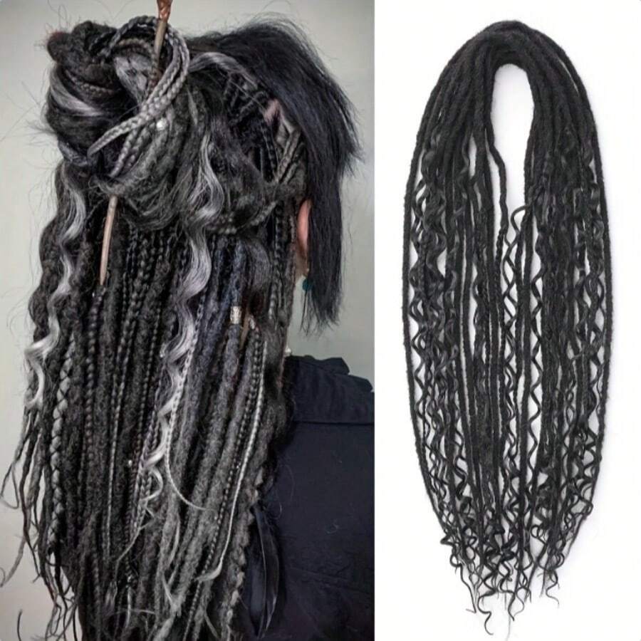 Blonde Mixed Dreadlock Extensions Set For Women - 24" Double Ended, 15pcs Curly Dreads With Loose Waves - Multicolor - View 1