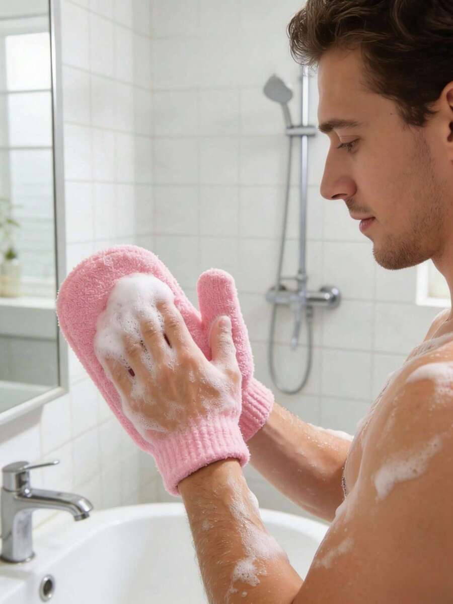 10pcs Double-Sided Exfoliating Bath Gloves, Suitable For Body Scrubbing, SPA Massage, Shower & Bath Accessories. Medium Size Exfoliating Gloves To Remove Dead Skin - Multicolor - View 1