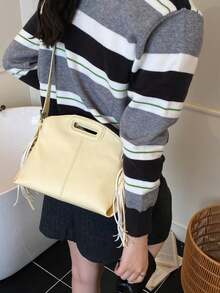 2025 New Unique Design Tassel Handbag, Personalized Fashion Versatile Casual Commute Shoulder Crossbody Bag - Yellow - View 6