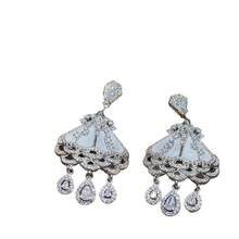 Women Jewelry Sets - Mother-of-pearl Fan-shaped Diamond-encrusted Tassel - View 5
