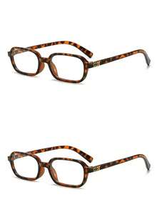 1pc Vintage Leopard Print Square Frame Glasses, Made Of PC Material, Y2K Style, Transparent Lenses, Comfortable And Easy To Wear, Suitable For All Seasons, Halloween Edition, Suitable For Daily Office Commute, Back To School, Gaming, Parties, And Campus Life - A - View 11