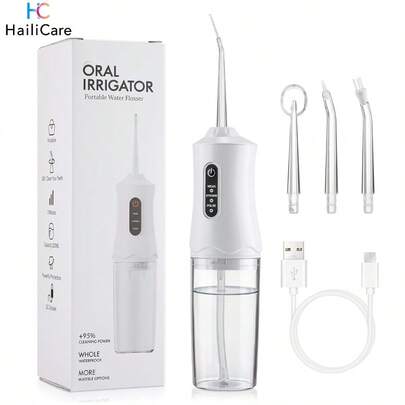 Hailicare Portable USB Rechargeable Water Flosser, Oral Irrigator, Deep Teeth Cleaning, Electric Dental Cleaner For Home And Travel, Ergonomic Handle, Electric Toothbrush, Multiple Modes, Suitable For Household Use