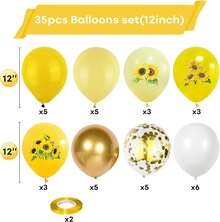 Globo azul polvoriento, globo azul blanco transparente de 12 pulgadas, azul macaron azul claro globos blancos mate con globos transparentes para fiesta de cumpleaños, boda, baby shower, decoraciones - Girasol amarillo - Ver 3