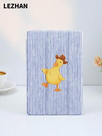1 pieza Funda protectora para tableta con diseño minimalista y lindo de pato a rayas de mezclilla, compatible con iPad (A16) de 11 pulgadas de 11.a generación 2025/10.a, 10.2 pulgadas, Pro 2021/2020, Galaxy Tab A8 de 10.5 pulgadas de 2022, Matepad 10.4/Tab, anti-caída, con ranura para lápiz, compatible con modo de suspensión/activación, regalo para niños/familia, regalo romántico y práctico