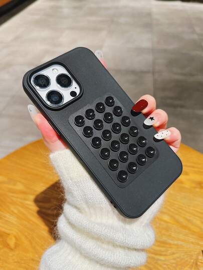 1pc New Hot-Selling Matte Black Large Hole DIY Suction Cup Holder Applicable For IPhone 17 Pro Max/17/17 Pro/16 Pro Max/16/16 Pro/15 Pro Max/15 Pro/15/14 Pro Max/14 Pro/14/13 Pro 13/12 Pro/12/11, Anti-Drop Soft Case For Girls, Suitable As Ramadan, Family, Friends, Lover, Holiday, Birthday Gift, Girlfriend, Boyfriend Or Self-Use