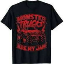 Men's Monster Trucks Are My Jam Retro Red Distressed Graphic Summer T-Shirt - 白色 - 查看 1