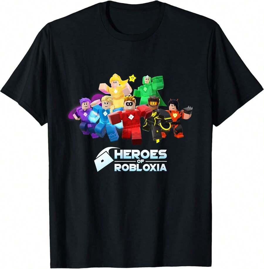 Heroes Of ROBLOXSia T-Shirt Summer Outfits For Women,Summer Tops,Spring Outfits For Women,Summer Clothes,Tops For Women,Graphic Tees Women,Cute Tops,Black Tops,Graphic Tee,Mens Clothes,Men Shirts,Camisas Para Hombre,Streetwear,Boys Clothes,Tween Summer Clothes,Boys Shirts,Teen Girl Clothes,Family Matching Outfits,Boy Clothes For Kids,Boys Summer Outfits,Kids Girls Clothing,Shirts For Teen Girls, - 黑色 - 查看 1