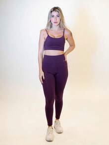 High-Support Polyamide Fitness Top With Double Lining. - Purple - View 3
