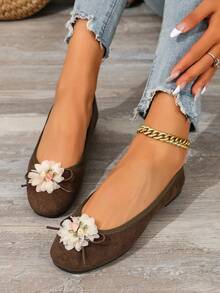 2026 Fashionable Versatile Cute Floral Soft Bottom Shoes - Brown - View 5