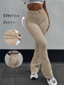 GILIPUR Quần jeans ống loe phong cách Y2K mới dành cho nữ, cạp cao, ôm sát, co giãn, thanh lịch và thời trang, phù hợp cho phong cách đường phố thường ngày, cổ điển cho mùa đông và mùa xuân, món quà lý tưởng cho năm mới, ngày Valentine, thể hiện sự thoải mái tinh tế, hoàn hảo cho các sự kiện trang trọng, bữa tối thường ngày và các buổi hòa nhạc. - Màu Khaki - Xem 3