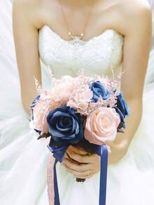 新娘捧花 人造花 伴娘捧花 仿真花捧花 新娘送礼会、婚礼、仪式、周年纪念 新娘捧花、夏季、海滩 - 多色D - 查看 3