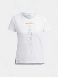 Adidas Women's Slim Fit Short Sleeve Sports T-Shirt, Outdoor Trail Running Crew Neck Short Sleeve T-Shirt HT9415 - White - View 1