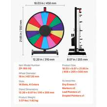 18 In Spinning Prize Wheel, 14 Slots Spinning Wheel With Stand, Tabletop Win Fortune Roulette With A Dry Erase And 2 Markers, 6 Colors, Easy Assembly, For Party Pub Trade Show Carnival Events - 18 Inches, 14 Slots - View 7