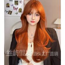 Synthetic Woven Wigs - Orange + Hairnet - View 6