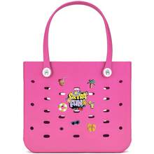 Oversized EVA Beach Tote Bag, Multi-Size Durable Rubber Tote Handbag For Women, Lightweight & Breathable Open Top Shopping Bag, Waterproof Sand Resistant Shoulder Bag, Quick Dry Easy Clean, Perfect For Pool Beach Vacation Travel Camping Casual Outings, DIY Ready Solid Color Basket Bag - 彩色 - 查看 48