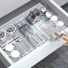 6pcs Plastic Drawer Organizer Set, Non Slip Drawer Storage Tray Large Size Divider, Multi-Functional Storage, Suitable For Domestic Scenes.Drawer/Desktop Cosmetics Storage Box, Transparent Dresser Storage Box, Anti-Drop Multi-Compartment Jewelry And Small Objects Storage, Exquisite Storage Box - 6 Items (3S+3M) - View 10