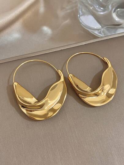 1 Đôi Khuyên Tai Vòng Cổ Điển Mạ Vàng 18K Hình Dạng Không Đồng Quy, Khuyên Tai Vòng Vàng cho Nữ, Khuyên Tai Vòng Thép Không Gỉ, Thích Hợp Cho Tiệc Tụng, Ngày của Mẹ, Lễ Tình Nhân, Đám Cưới, Lễ Hội Âm Nhạc, Giáng Sinh, Quà Tặng Trang Sức