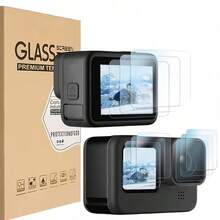3pcs/Set Tempered Glass Screen Protector Kit For Hero 13/12/11/10/9 Black, Ultra HD 9H Hardness, Scratch-Resistant, Anti-Fingerprint, Bubble-Free Protection For Front, Rear Screens & Lens, Easy Installation, Smooth Surface, Suitable For Action Camera Accessories - View 2