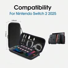 Túi đựng máy 2 dạng cứng cáp, di động, có 12 khe cắm thẻ game, tương thích với phụ kiện Switch 2. - Xem 5