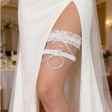 Wedding Garter Set Lace Bridal Garter Elastic Floral Garter Bride Blue White - White - View 1