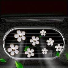 8pcs/Set Car Air Vent Fragrance Clip, Flower Decor Clip For Car Air Conditioning Vent, Car Vent Decoration Clip, Fragrance-Free Gift - Alloy Flower 8 - View 5