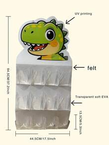 1pc Felt Dinosaur Or Unicorn Pattern Storage Bag, Suitable For Girls And Boys, Multipurpose For Storing Toys Or School Supplies, Suitable As Back To School/Graduation Gift, Can Be Hung On Wall As Decor, Excluding Hooks Or Toys/Accessories - White - View 6