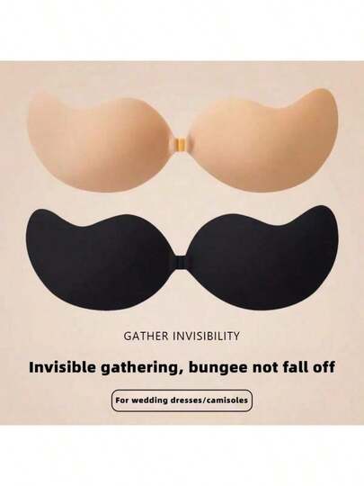 1 Set Cleavage Enhancing Bra, Hand-Shaped Design For Lift & Support, Strapless Invisible Bra, 1 Pair Double-Sided Adhesive Pasties, Reusable Bra Pads, Waterproof Thickened Swimsuit Bra Pads